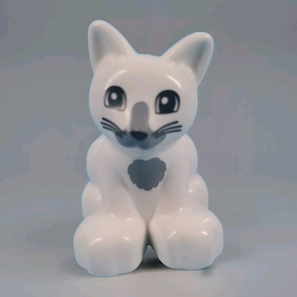 Lego Duplo White Cat Replacement Piece Animal Figure Toy - Picture 1 of 7